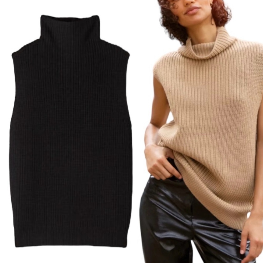 Aritzia Wilfred Cortado 100% Merino Wool Sweater Black Size XXS
